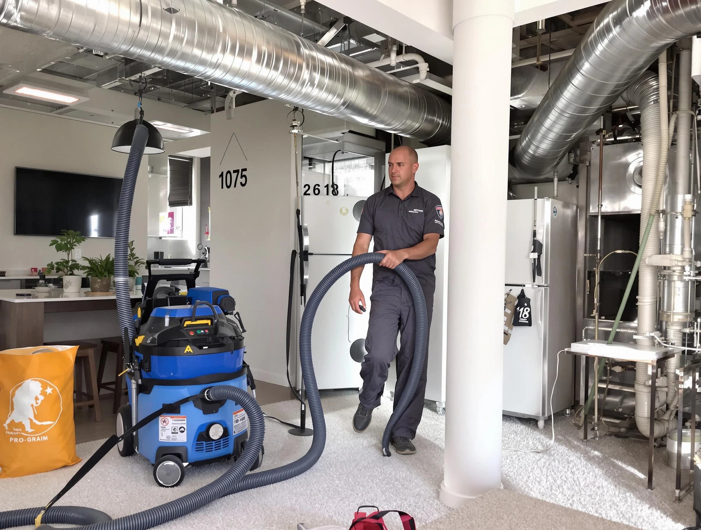 Huntington Beach Air Duct Cleaning expert performing detailed indoor duct cleaning for improved air quality in Huntington Beach