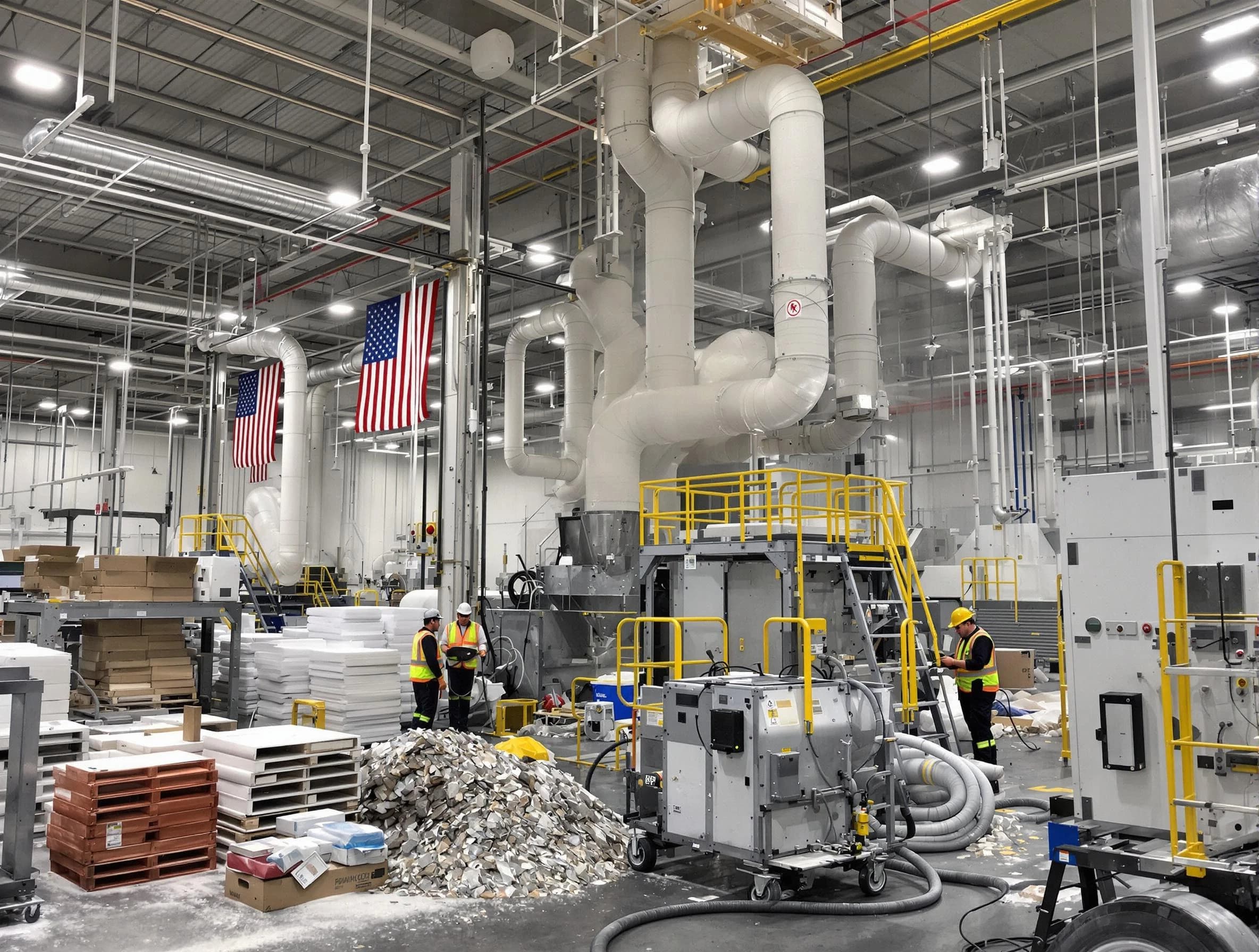 Huntington Beach Air Duct Cleaning team performing large-scale industrial duct cleaning at a commercial facility in Huntington Beach