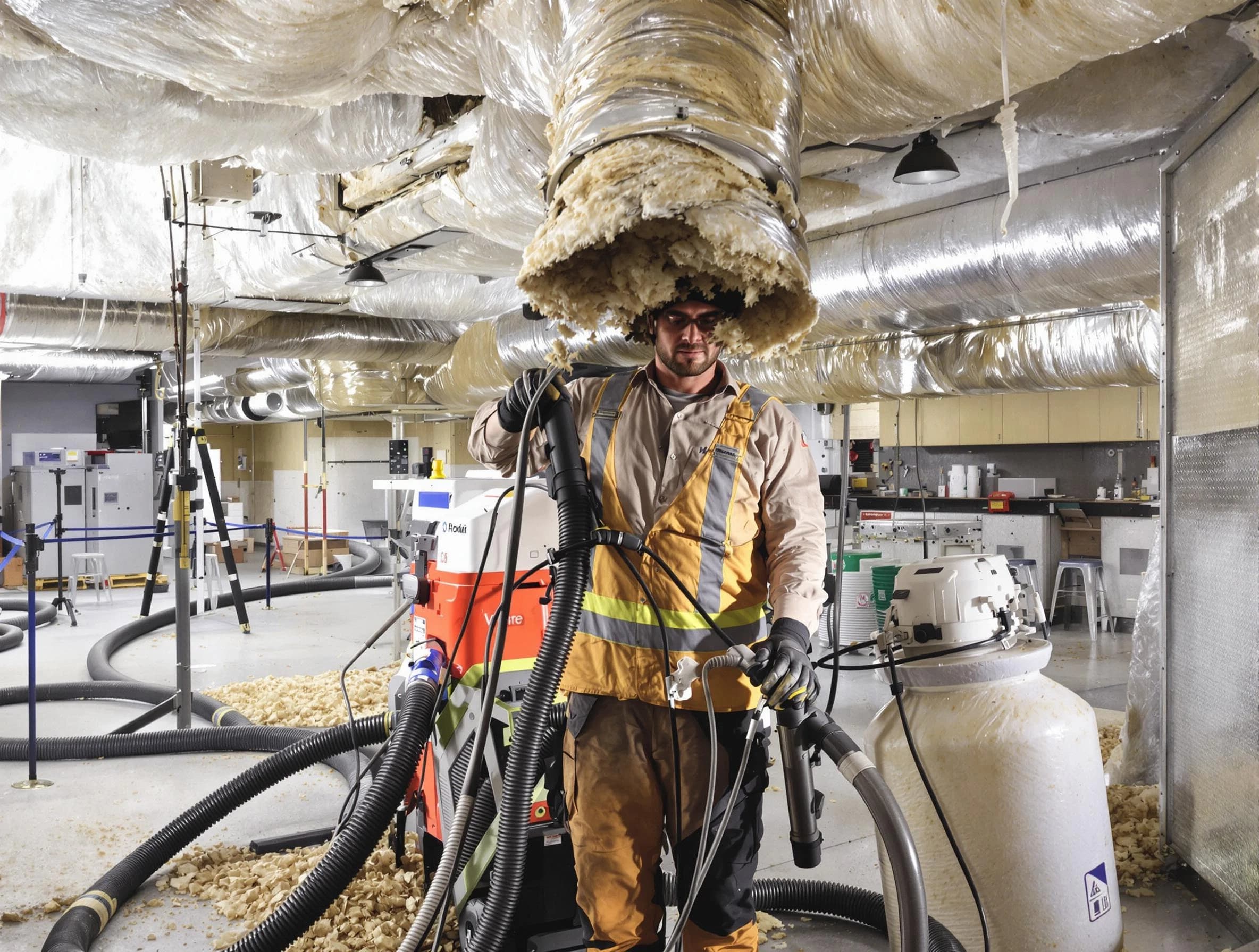 Professional vacuum insulation removal by Huntington Beach Air Duct Cleaning expert in Huntington Beach